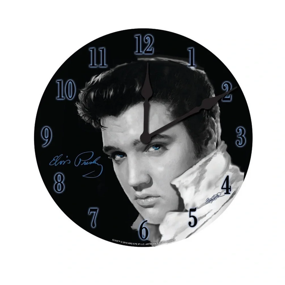 Elvis Presley Wall Clock E8730 black white blue eyes
